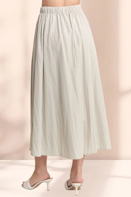 ADORA Drawstring Waist Crinkle Maxi Skirt 9f495dc0e0674bb782a07c22b39af48e-Max-Origin