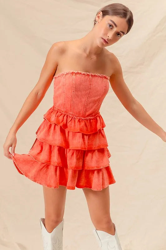 SO ME Strapless Ruffle Layered Game Day Cheer Up Dress 9f7ccf6d1b544c8e80db540648ef609c-Max-Origin