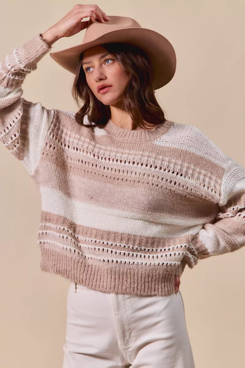 SO ME Variegated Stripe Textured Loose Fit Sweater 9fa0db0ba3cd42c696e122553c3e21a9-Max-Origin