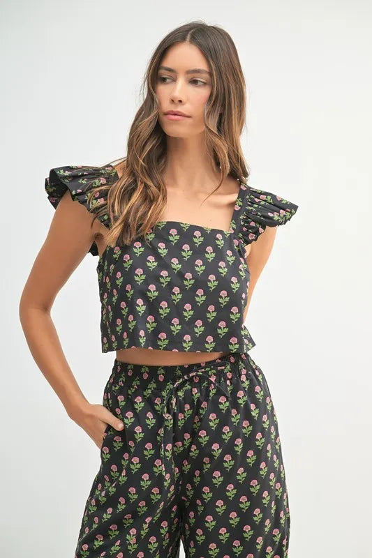 MABLE Floral Print Ruffle Top and Pants Set 9fbca704e7c740a3866a273903357557-Max-Origin