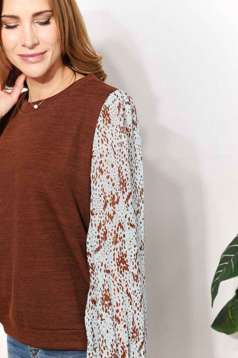 And The Why Full Size Foil Printed Sleeve Top And The Why Full Size Foil Printed Sleeve Top