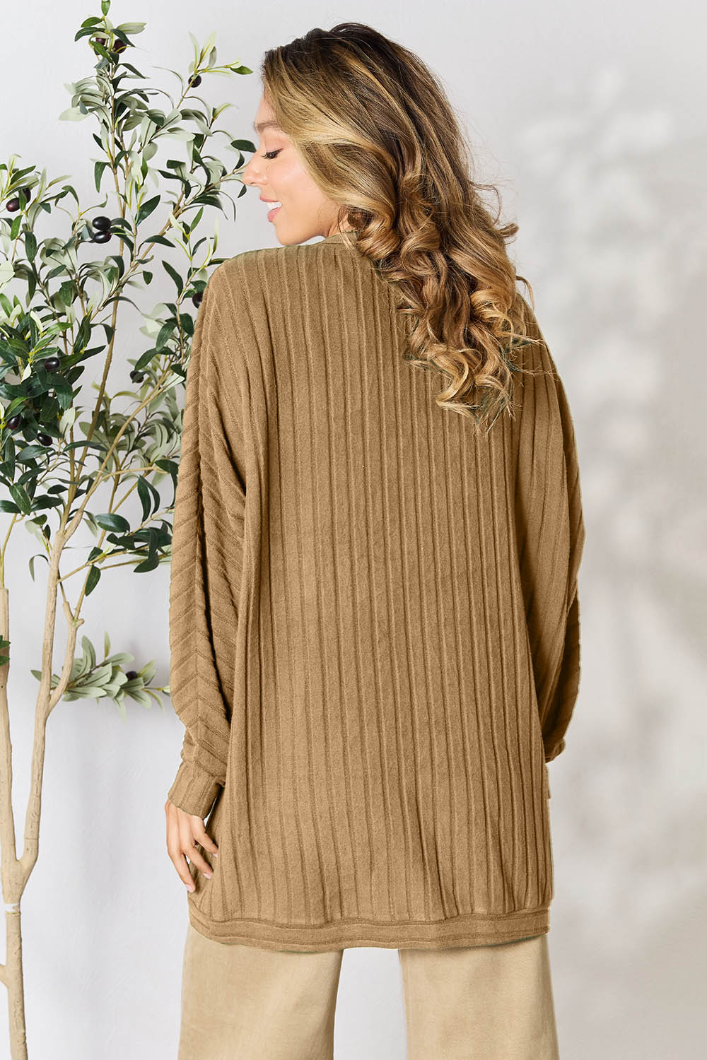 Basic Bae Full Size Ribbed Cocoon Cardigan Basic Bae Full Size Ribbed Cocoon Cardigan - TopFashionHQ