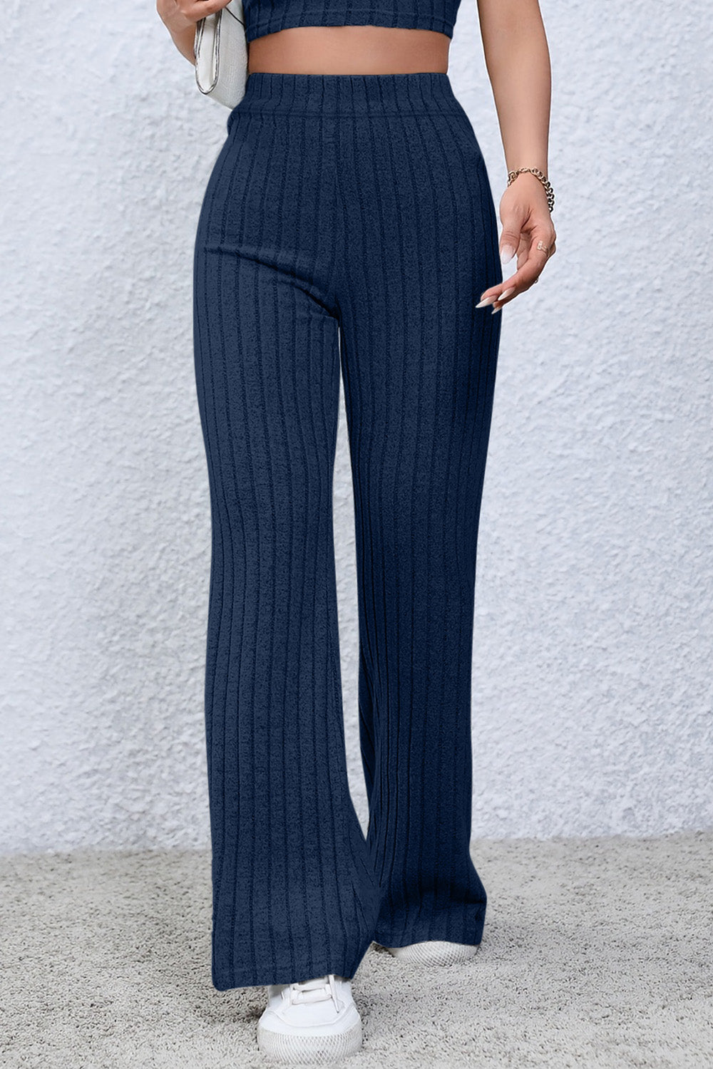 Basic Bae Full Size Ribbed High Waist Flare Pants Basic Bae Full Size Ribbed High Waist Flare Pants - TopFashionHQ