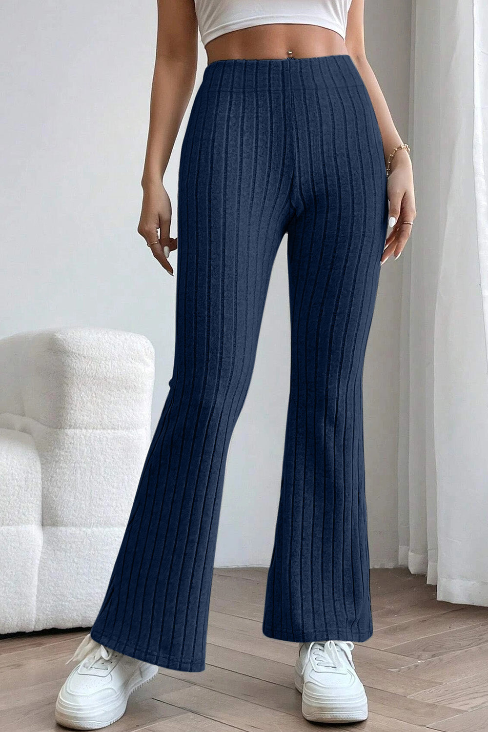 Basic Bae Full Size Ribbed High Waist Flare Pants Basic Bae Full Size Ribbed High Waist Flare Pants - TopFashionHQ