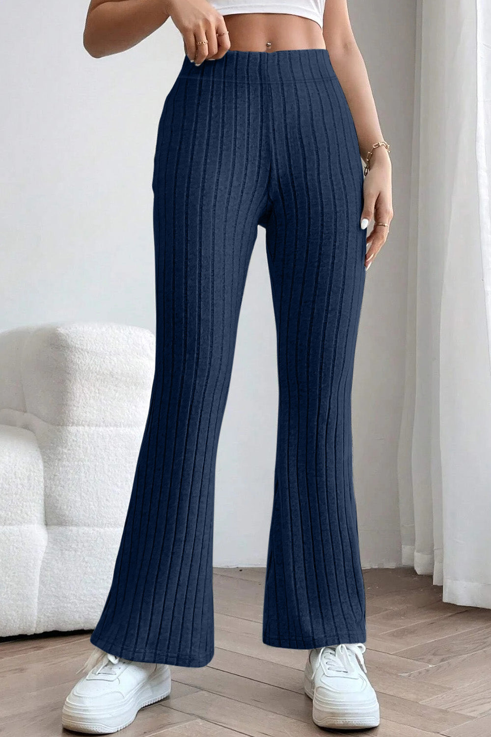 Basic Bae Full Size Ribbed High Waist Flare Pants Basic Bae Full Size Ribbed High Waist Flare Pants - TopFashionHQ