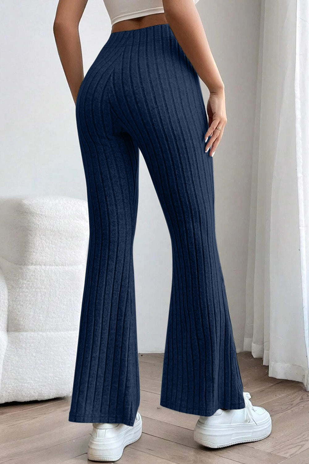 Basic Bae Full Size Ribbed High Waist Flare Pants Basic Bae Full Size Ribbed High Waist Flare Pants - TopFashionHQ