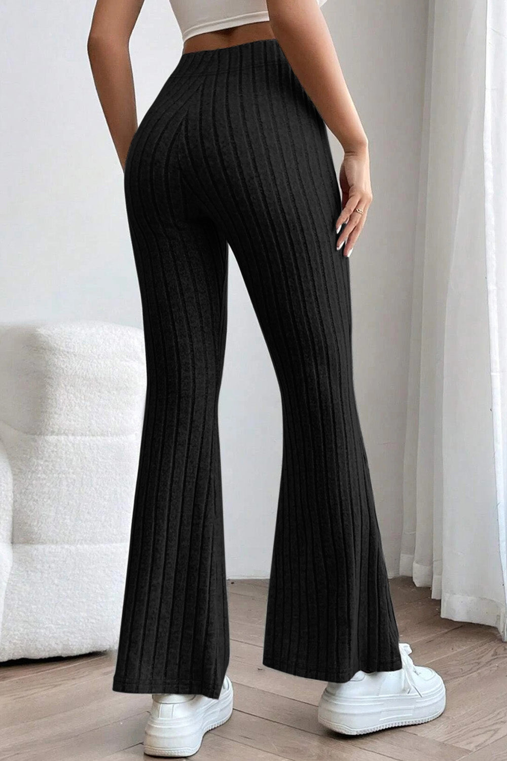 Basic Bae Full Size Ribbed High Waist Flare Pants Basic Bae Full Size Ribbed High Waist Flare Pants - TopFashionHQ
