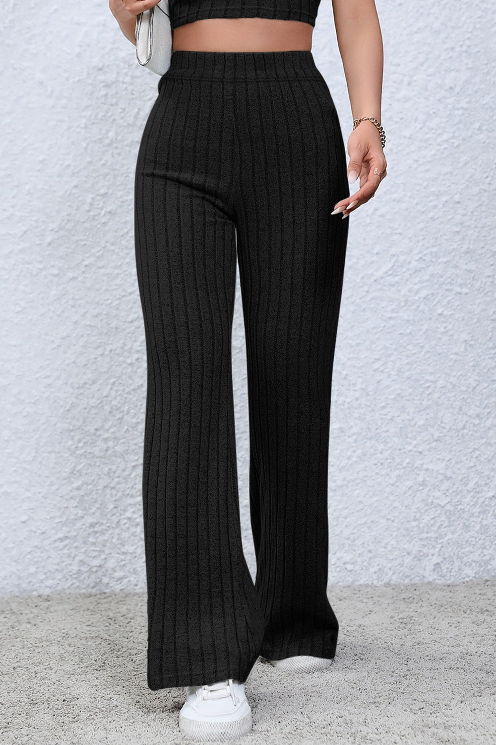 Basic Bae Full Size Ribbed High Waist Flare Pants Basic Bae Full Size Ribbed High Waist Flare Pants - TopFashionHQ