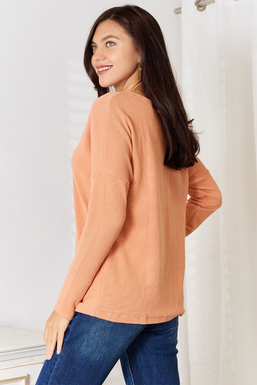 Basic Bae Half Button Long Sleeve Top Basic Bae Half Button Long Sleeve Top - TopFashionHQ