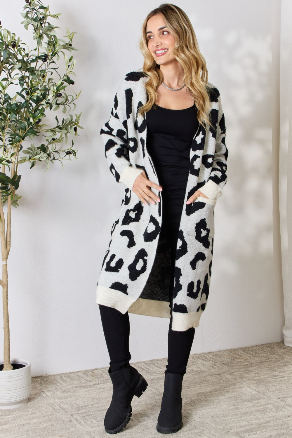 BiBi Leopard Open Front Cardigan BiBi Leopard Open Front Cardigan - TopFashionHQ