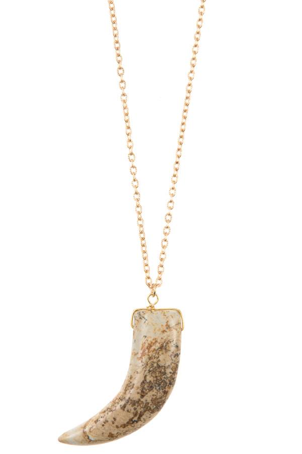 Elongated single horn pendant necklace product image
