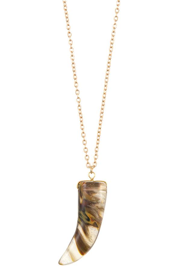 Elongated single horn pendant necklace product image