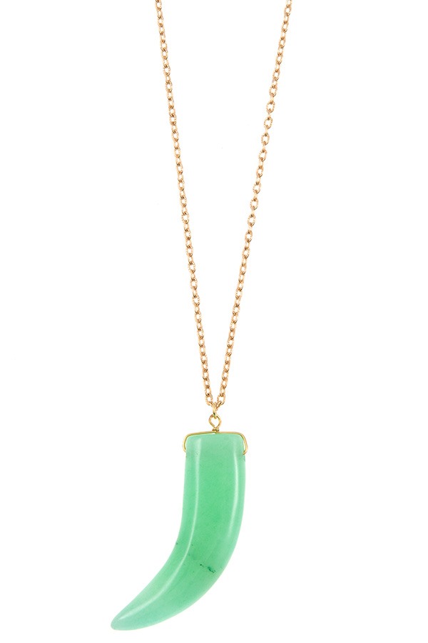 Elongated single horn pendant necklace product image