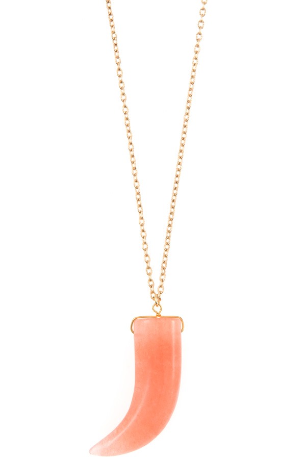 Elongated single horn pendant necklace product image