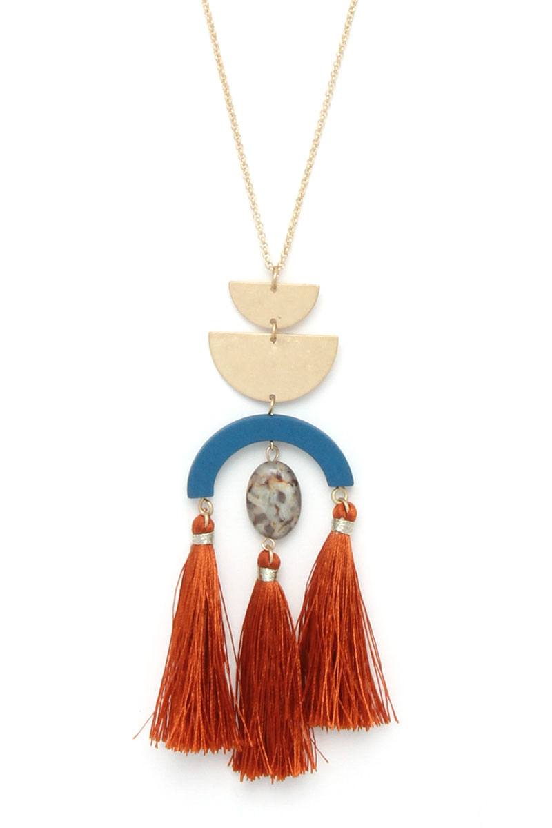 Half circle metal tassel pendant necklace product image