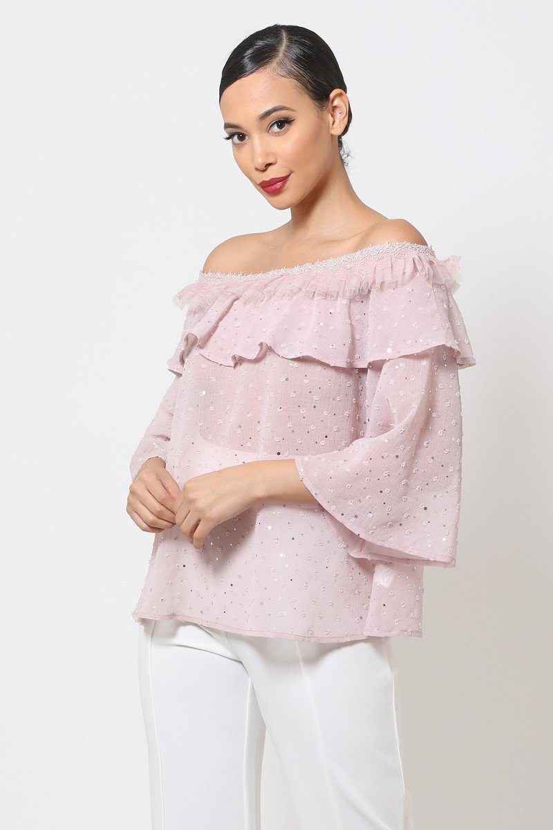 Polka Dot Sheer Off Shoulder Top Polka Dot Sheer Off Shoulder Top