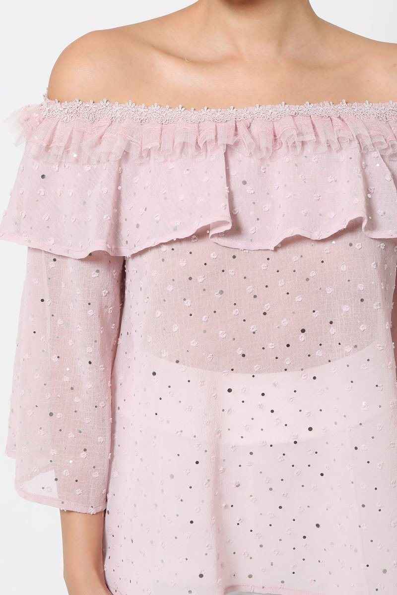 Polka Dot Sheer Off Shoulder Top Polka Dot Sheer Off Shoulder Top