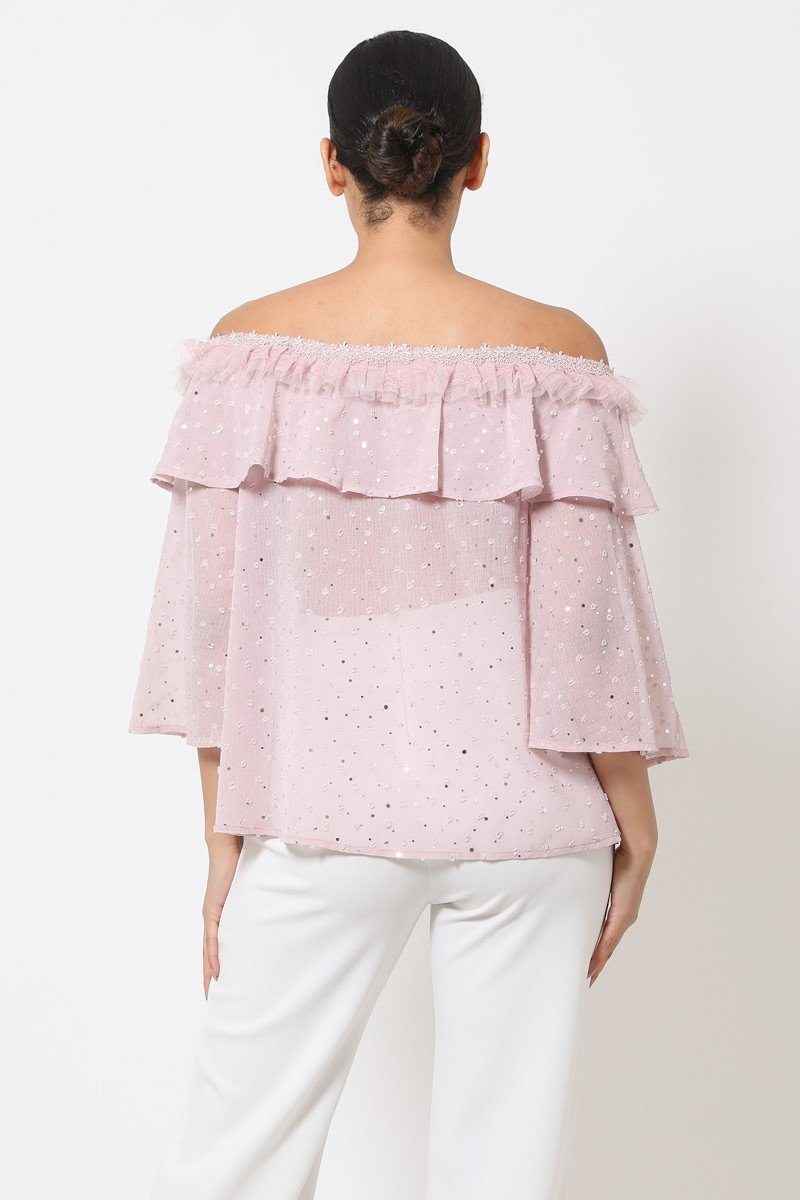 Polka Dot Sheer Off Shoulder Top Polka Dot Sheer Off Shoulder Top