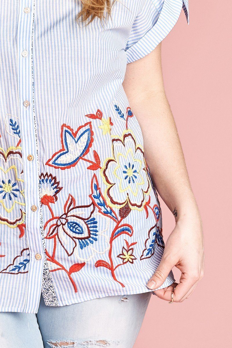 Striped Buttoned Down Collared Blouse product image