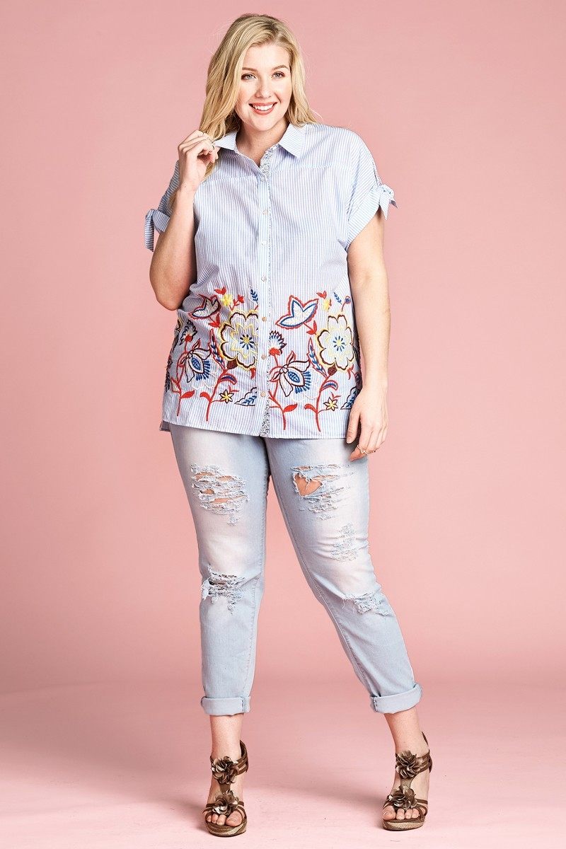 Striped Buttoned Down Collared Blouse product image