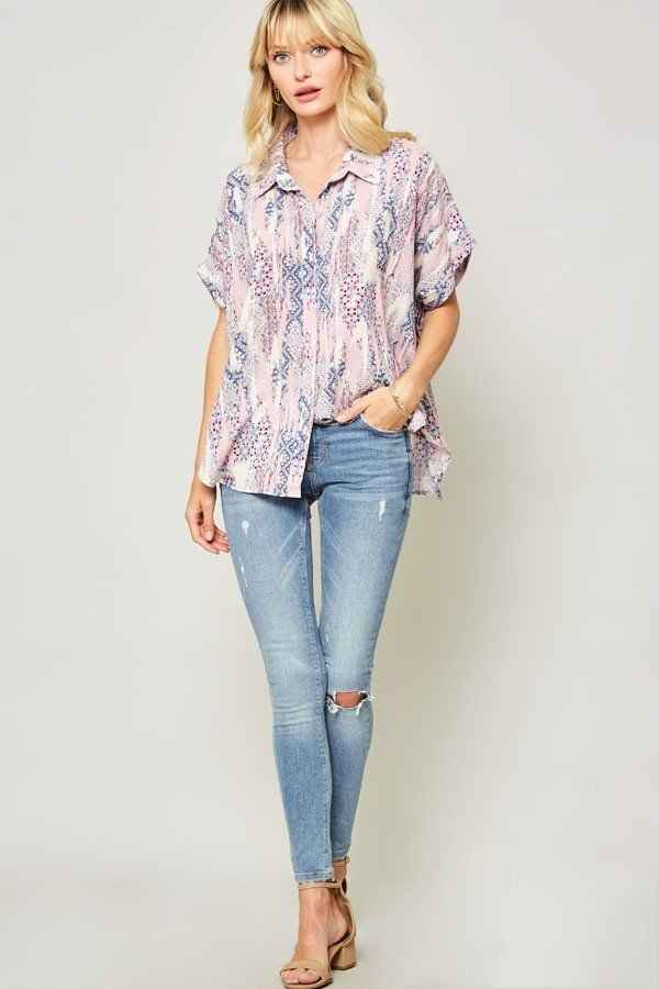 Ornately Patterned Woven Top Ornately Patterned Woven Top