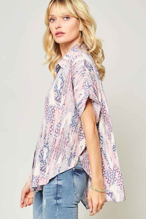 Ornately Patterned Woven Top Ornately Patterned Woven Top