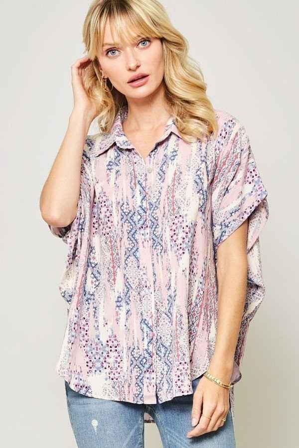 Ornately Patterned Woven Top Ornately Patterned Woven Top