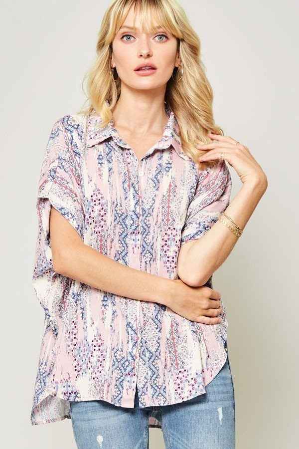 Ornately Patterned Woven Top Ornately Patterned Woven Top
