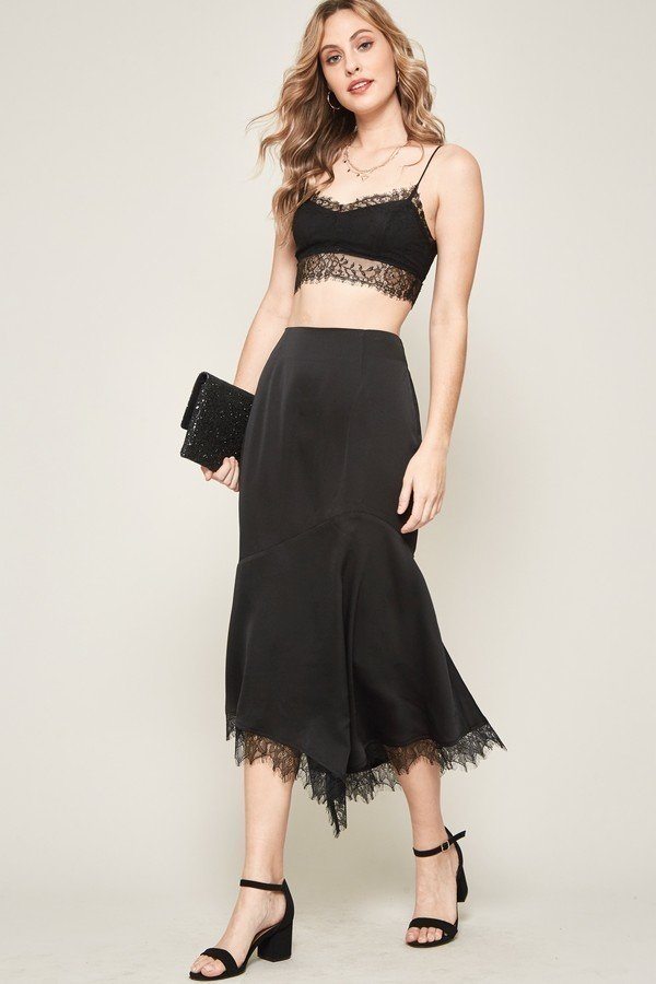 A Solid Woven Midi Skirt product image