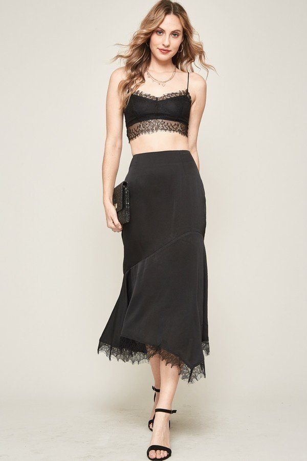 A Solid Woven Midi Skirt product image