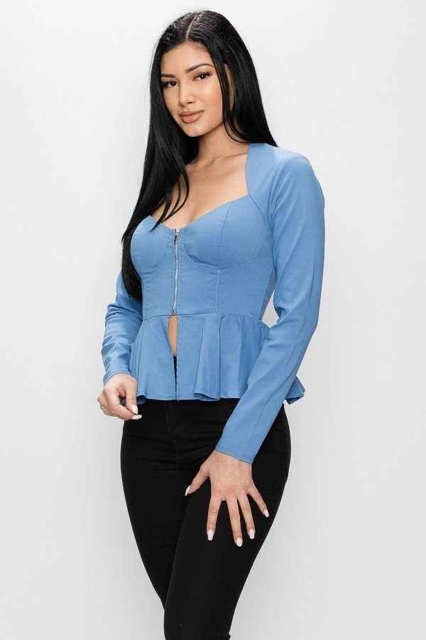 Long Sleeve Ruffle Zip-up Jacket Long Sleeve Ruffle Zip-up Jacket