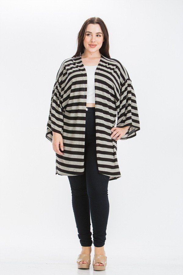 Striped, Cardigan With Kimono Style Sleeves product image