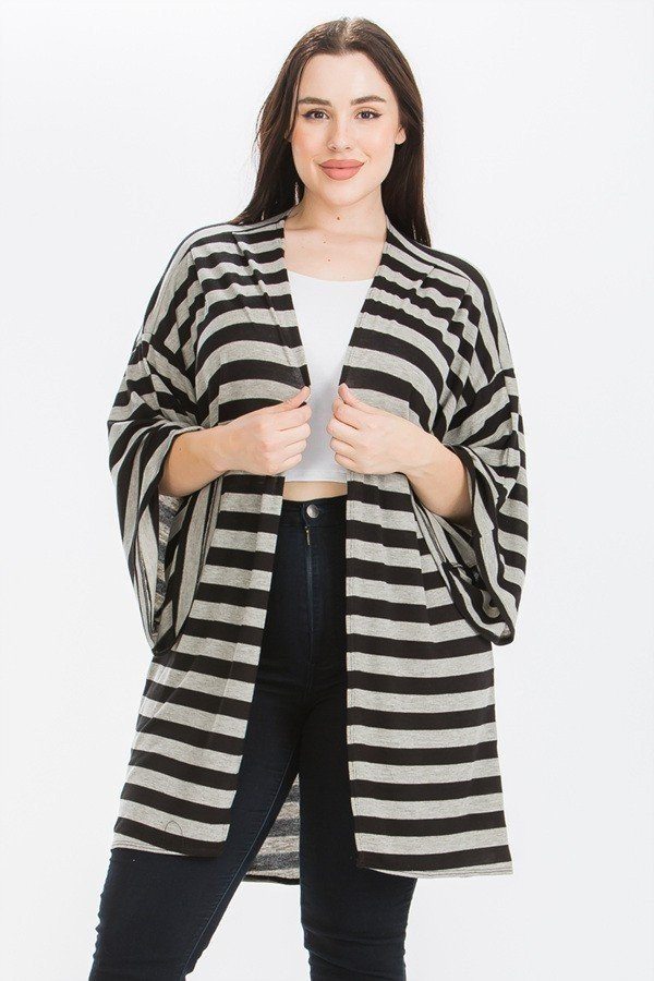 Striped, Cardigan With Kimono Style Sleeves product image
