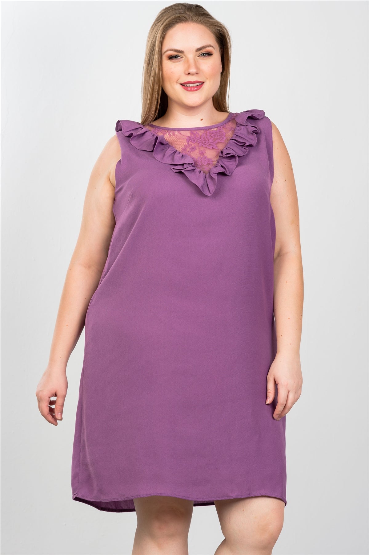Plus Size Lace Insert Shift Midi Dress product image