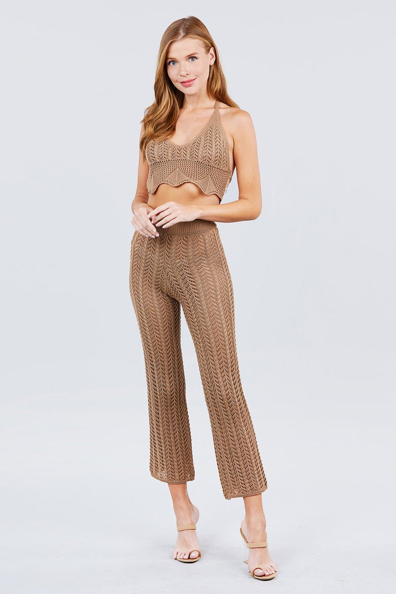 Flare Long Fishnet Sweater Pants product image