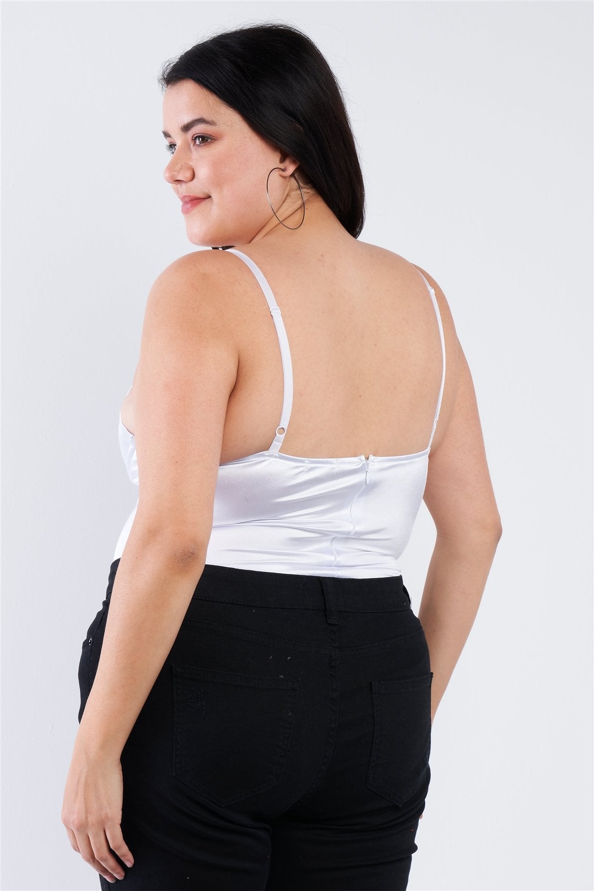 Plus Size Silk Chain Spaghetti Strap High Thong Center Cut Out Bodysuit product image