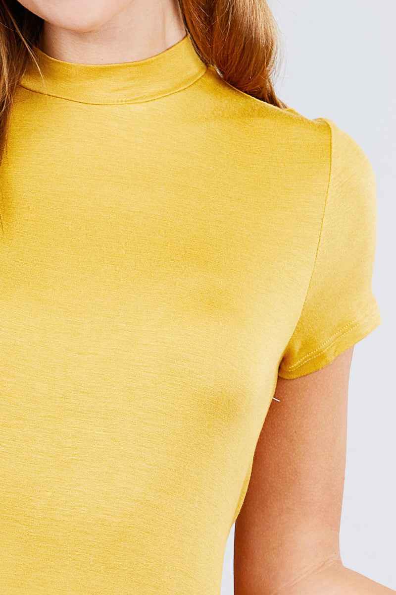 Short Sleeve Mock Neck Rayon Spandex Rib Top Short Sleeve Mock Neck Rayon Spandex Rib Top