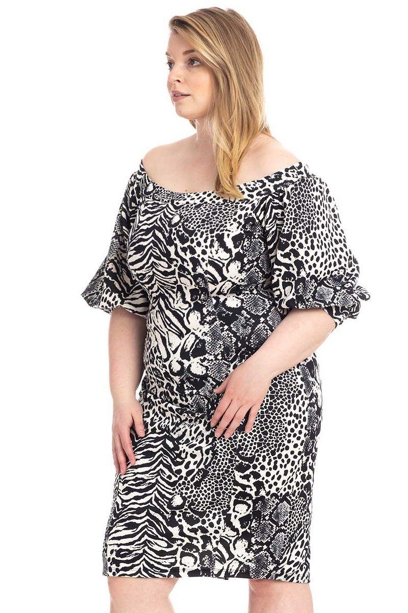 Plus Size Animal Print Crepe Stretch Bodycon Dress product image