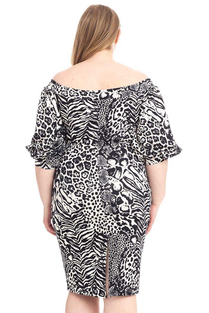 Plus Size Animal Print Crepe Stretch Bodycon Dress product image