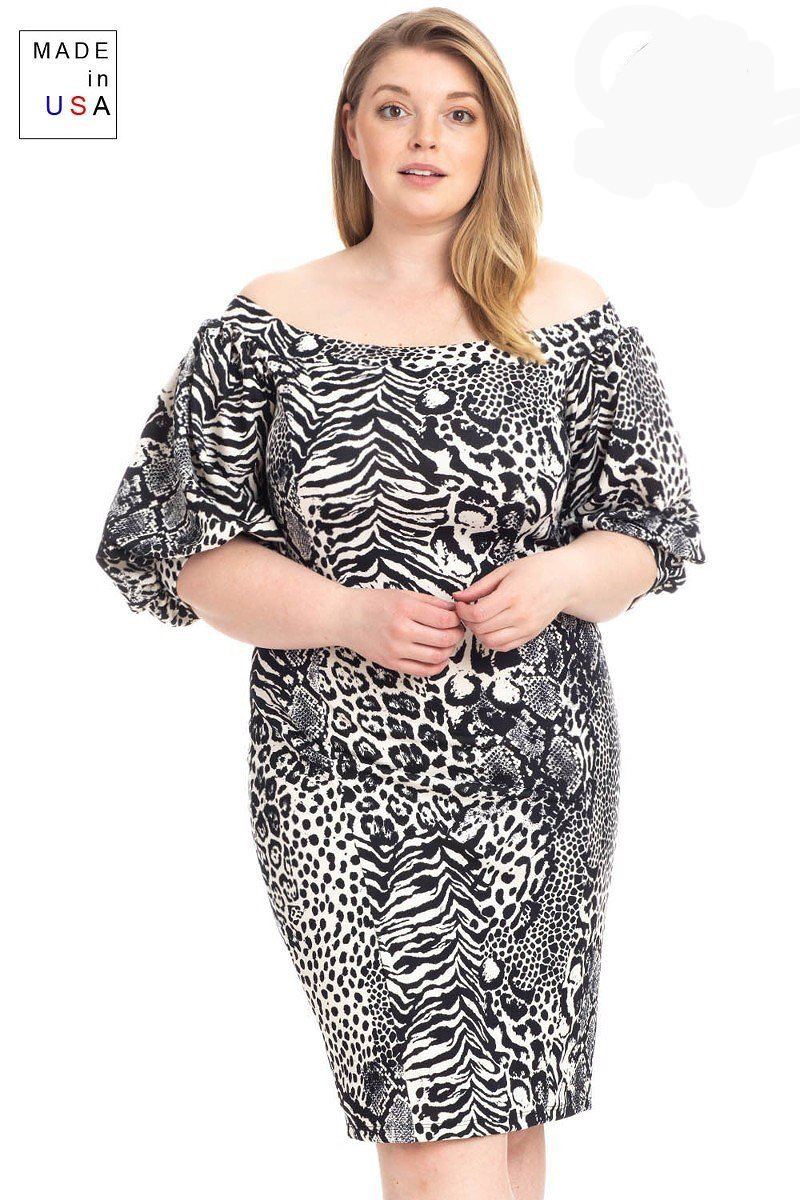Plus Size Animal Print Crepe Stretch Bodycon Dress product image