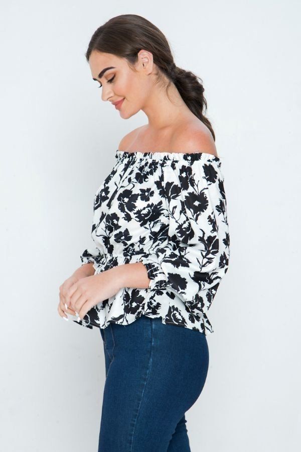 Long Sleeves Off Shoulder Neckline Printed Shirt product image