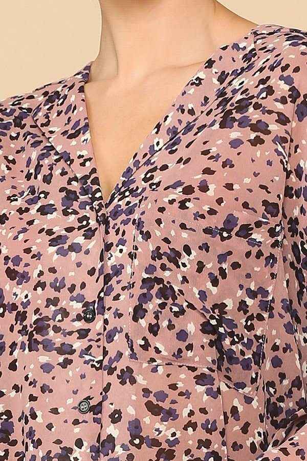 Animal Print Button Down Lapel Collar Shirt With Chest Pocket Animal Print Button Down Lapel Collar Shirt With Chest Pocket