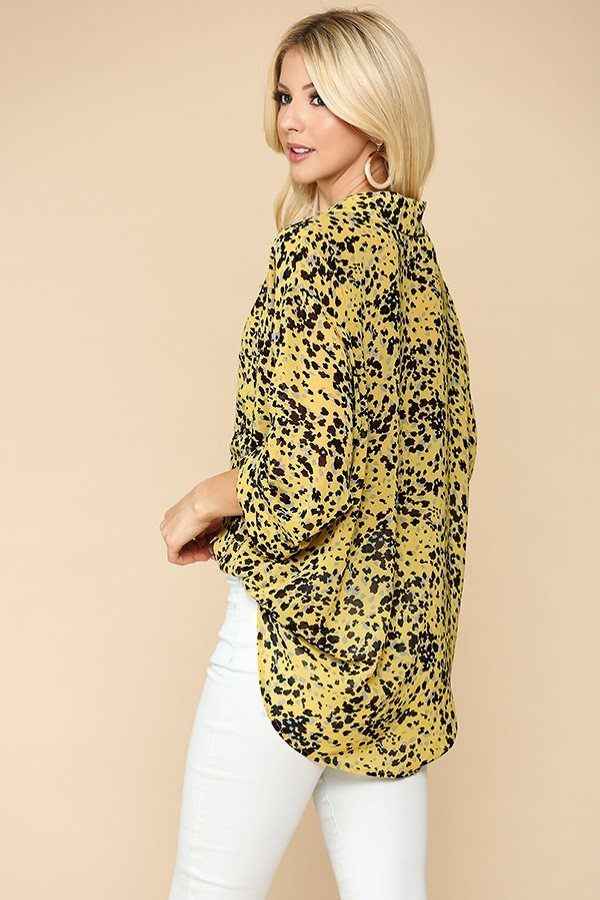 Animal Print Button Down Lapel Collar Shirt With Chest Pocket Animal Print Button Down Lapel Collar Shirt With Chest Pocket