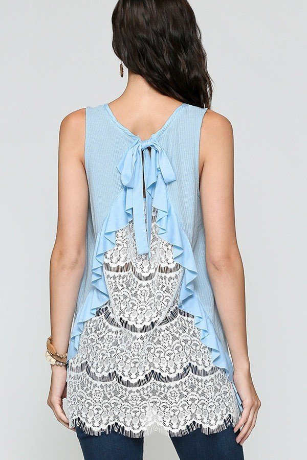 Sleeveless Back Lace Ruffle Detail Tank Top product image