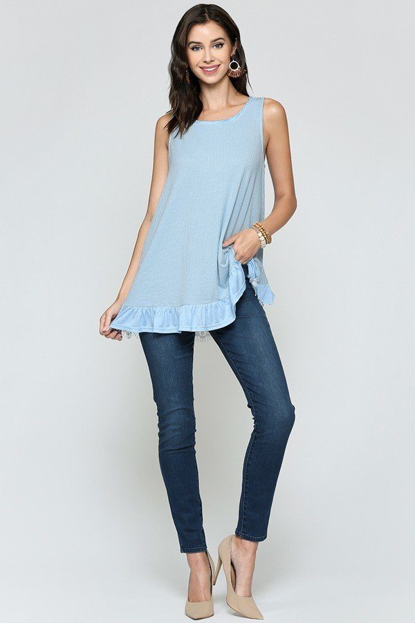 Sleeveless Back Lace Ruffle Detail Tank Top product image