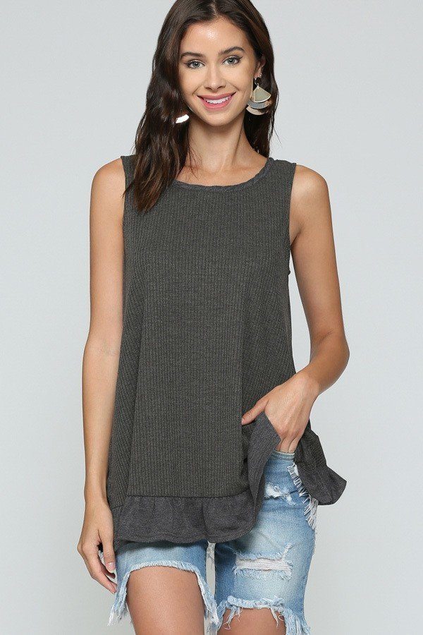 Sleeveless Back Lace Ruffle Detail Tank Top product image