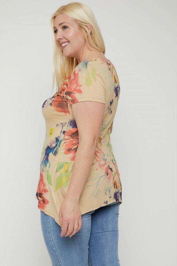 Multi-colored Watercolor Flower Print Tunic product image