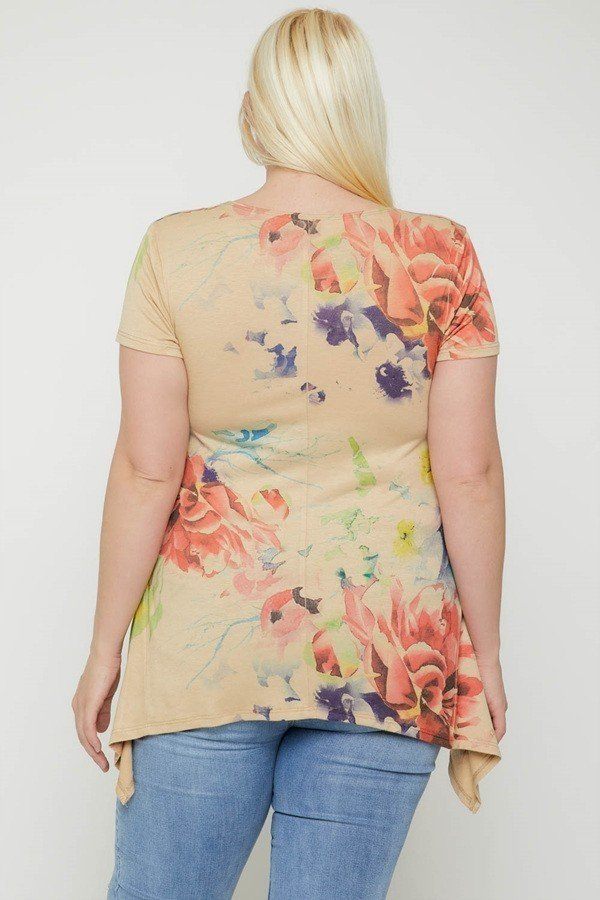 Multi-colored Watercolor Flower Print Tunic product image