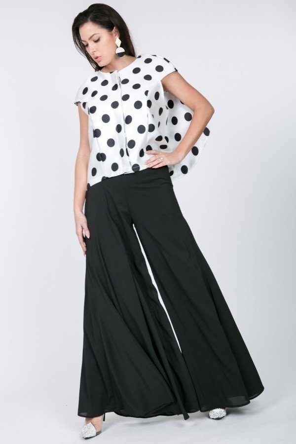 Cascade Ruffle Detail Polka Dot Print Top Cascade Ruffle Detail Polka Dot Print Top
