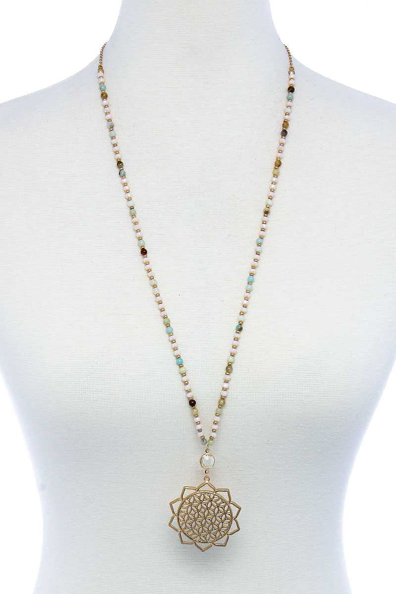 Stylish Sun Flower Pendant Beaded Necklace product image